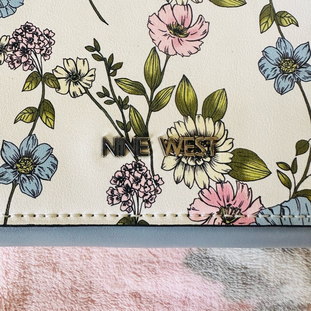 Nine West Floral Crossbody Bag - Cream and Blue - Picture 3 of 3